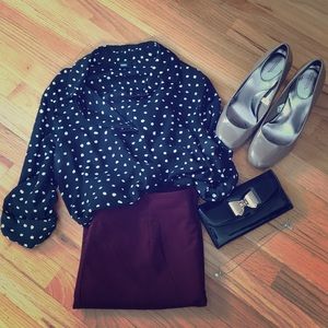 Polka Dot Button Down Blouse